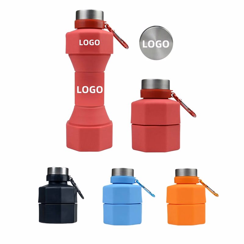 22oz Workout Dumbbell Silicone Foldable Water Bottle