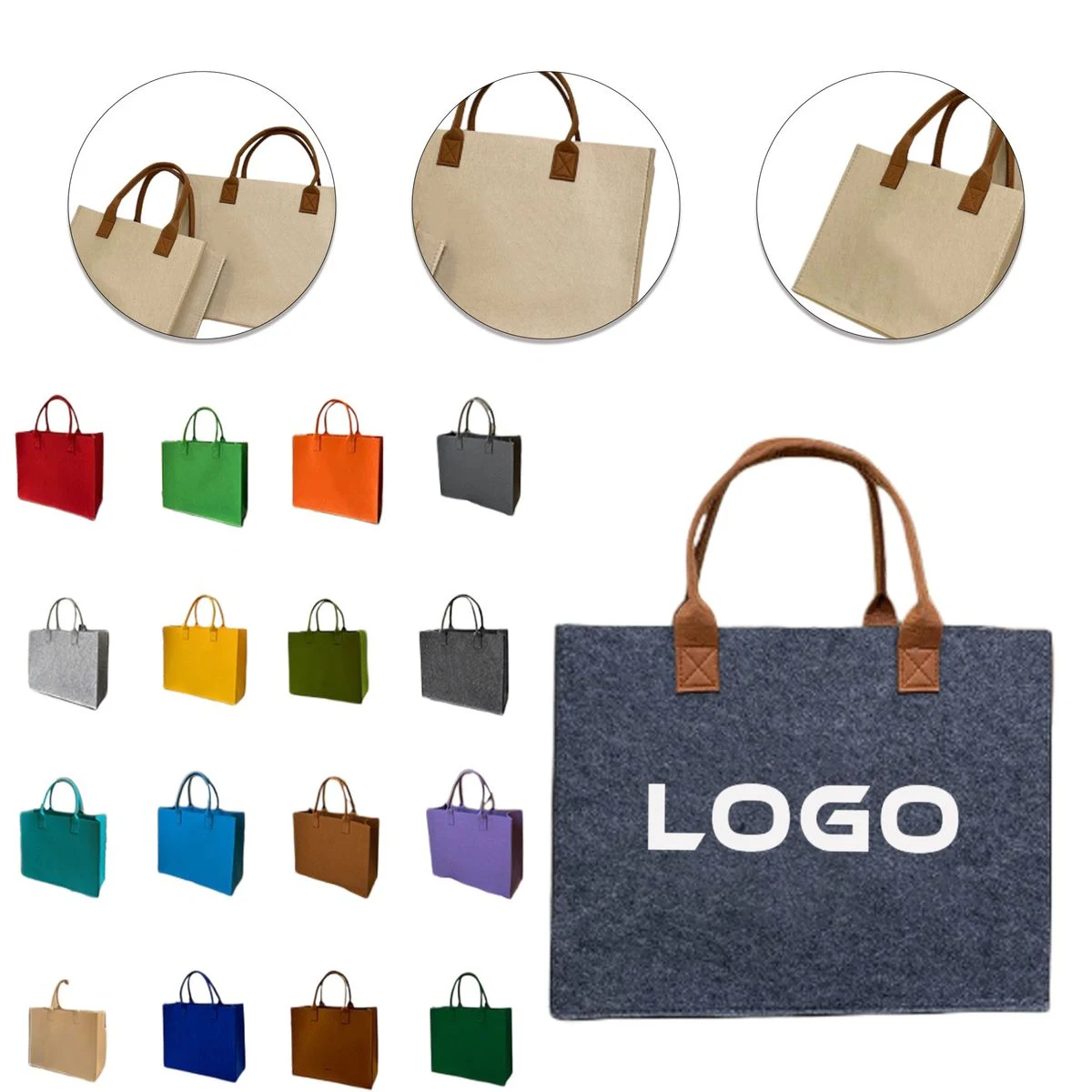 Custom Logo Felt Bag, custom tote bag with logo imprint 1