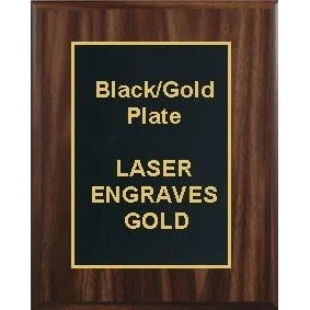6" x 8" Classic Walnut Finish Plaque with a Black Designer Plate 1