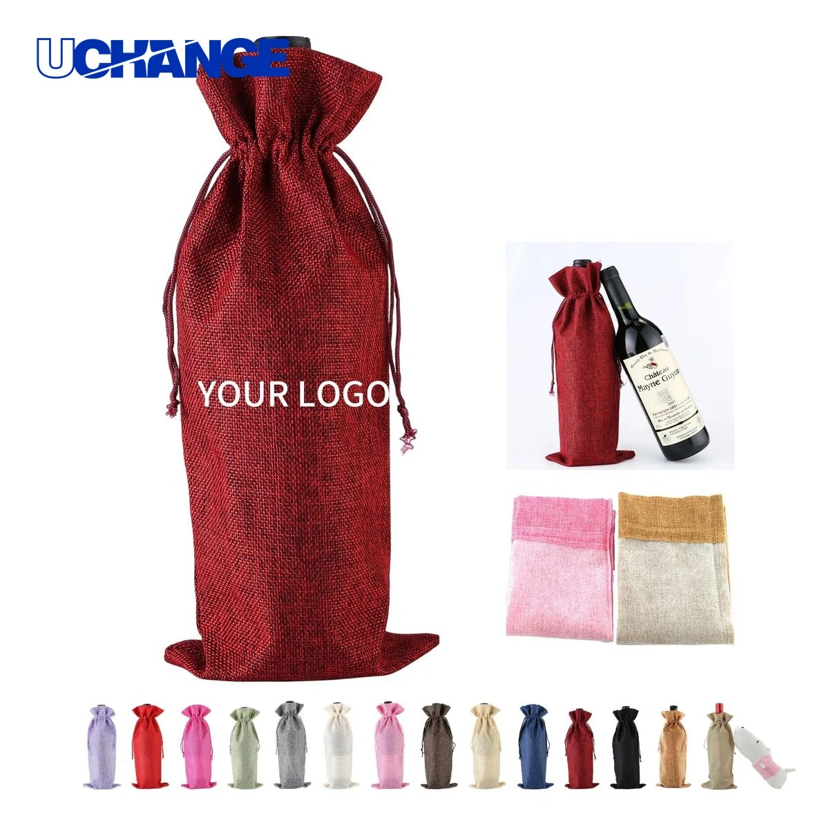 Burlap Wine Bag Sleeve 13.7 x 5.9 Inches 1