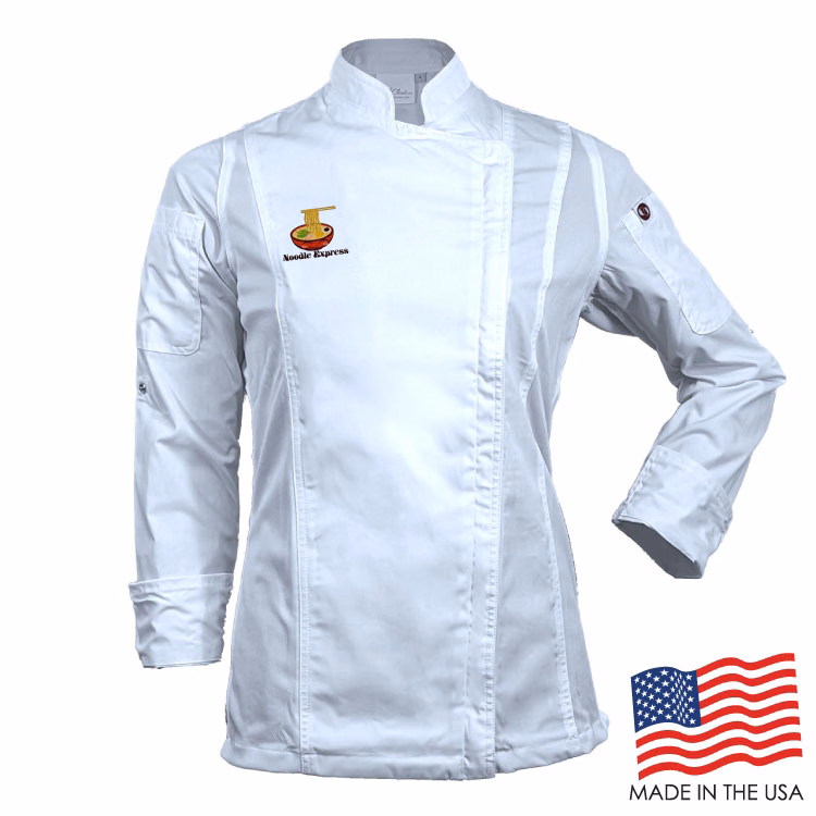 Women's Long Sleeve Modern Chef Coat (EMBROIDERED LOGO)