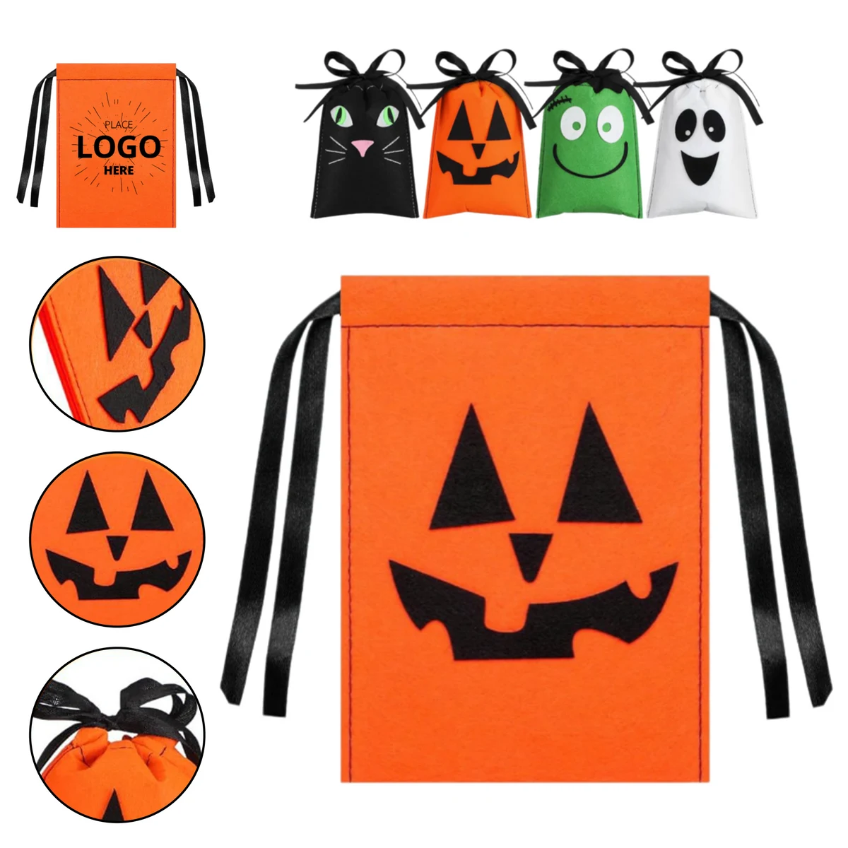Pumpkin Drawstring Candy Bag 1
