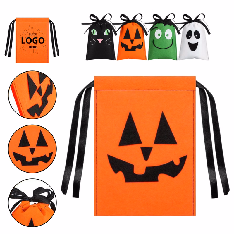 Pumpkin Drawstring Candy Bag