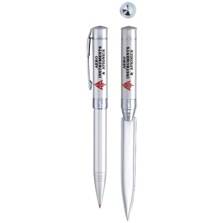 Satin Chrome Ballpoint Twist Pen or Letter Opener 1