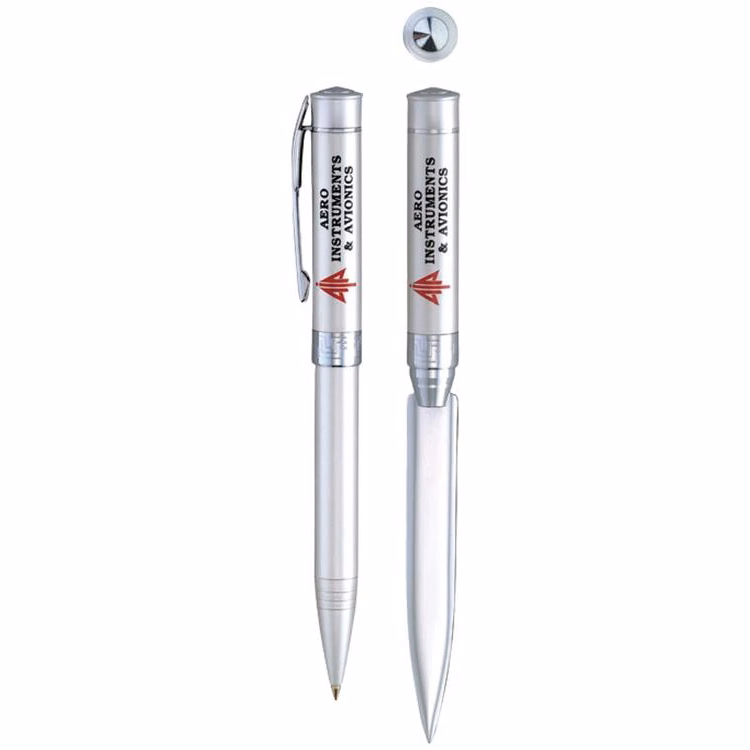 Satin Chrome Ballpoint Twist Pen or Letter Opener
