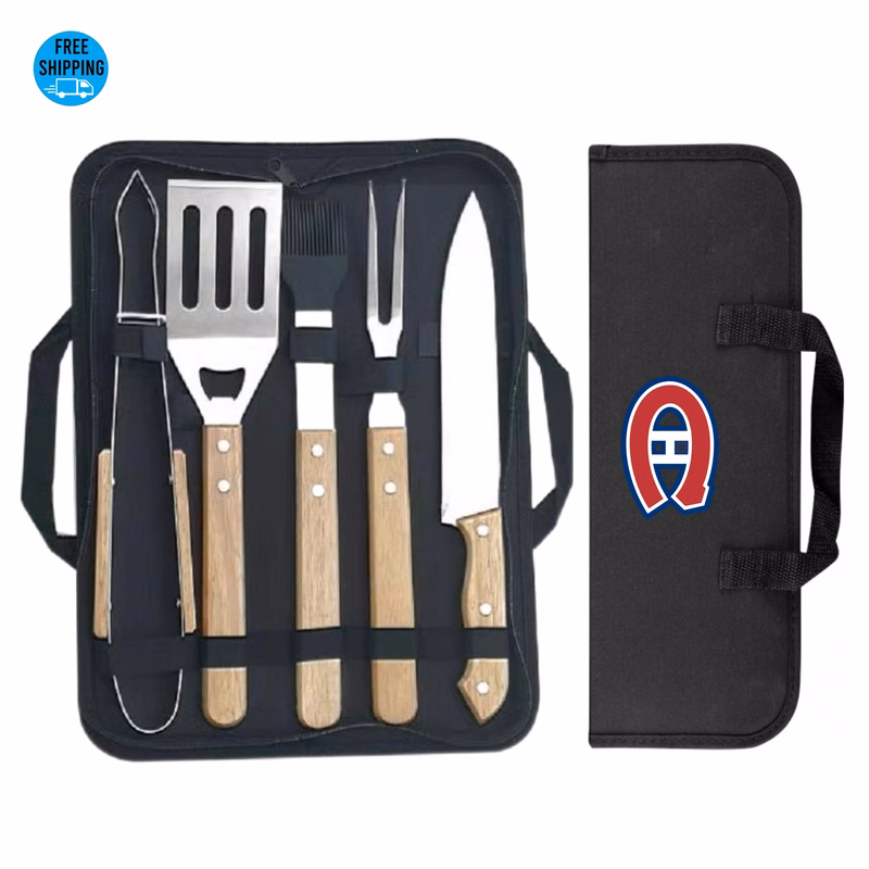 5-Piece BBQ Grill Tool Set with Wood Handle - OCEAN