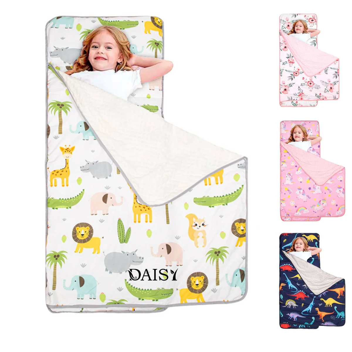 Toddler Nap Mat Warm w/ Removable Pillow and Fleece Minky 1