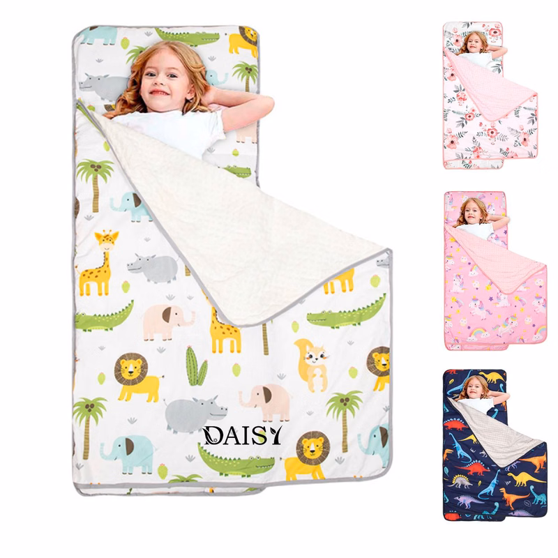 Toddler Nap Mat Warm w/ Removable Pillow and Fleece Minky