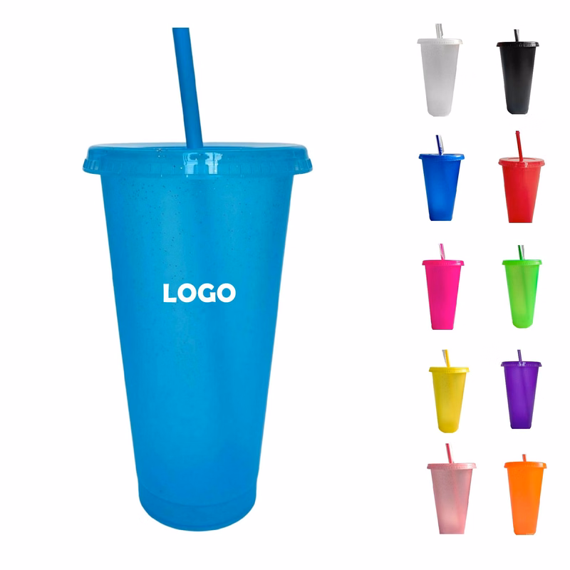 MOQ 30 pcs Straw Cup PP Plastic Summer Drinkware
