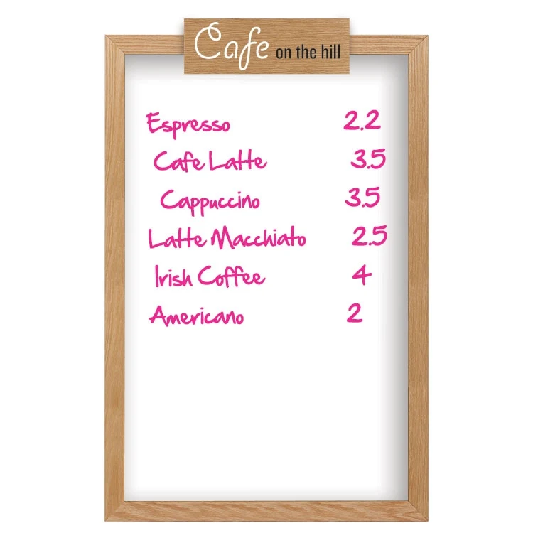 Wall Oak Frame Wet-Erase Board with Header - 24"w x 36"h 1