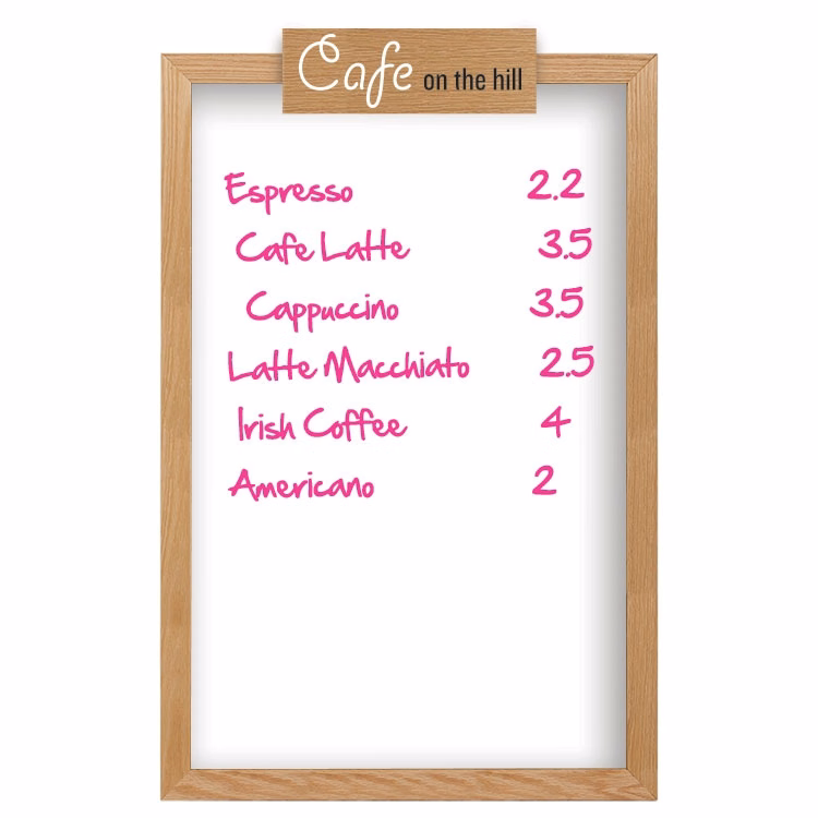 Wall Oak Frame Wet-Erase Board with Header - 24"w x 36"h