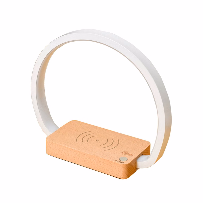 Solid Wood Wireless Charging Table Lamp
