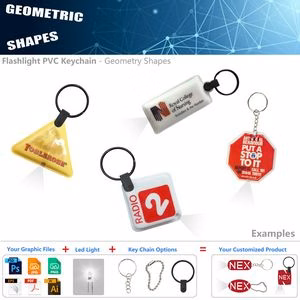 Vividly Colored LED Keychain Flashlight In Various Shapes