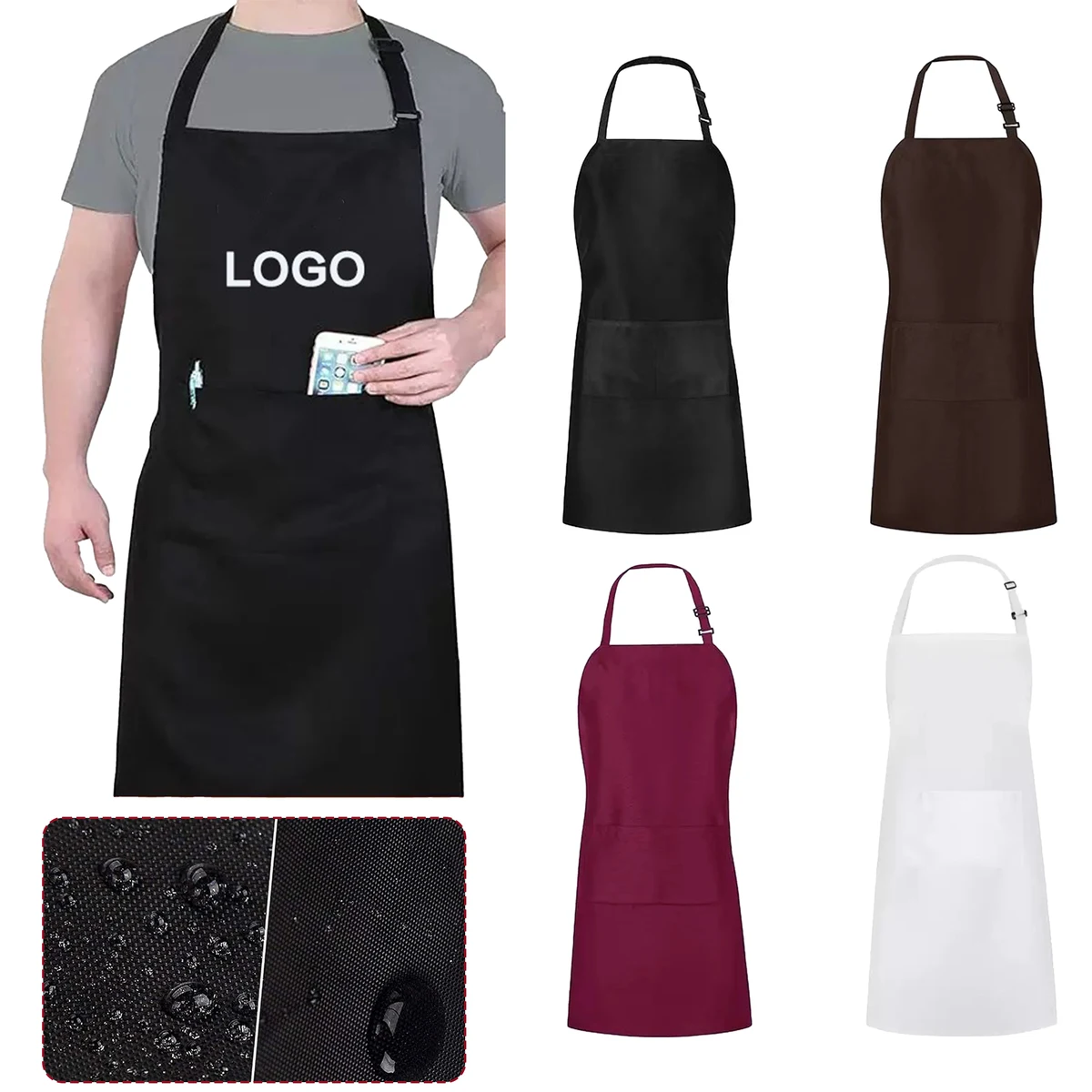 Unisex Black Bib Apron 1