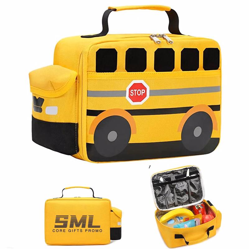 Insulated Reusable Cooler Scool Bus Lunch Box for Kids
