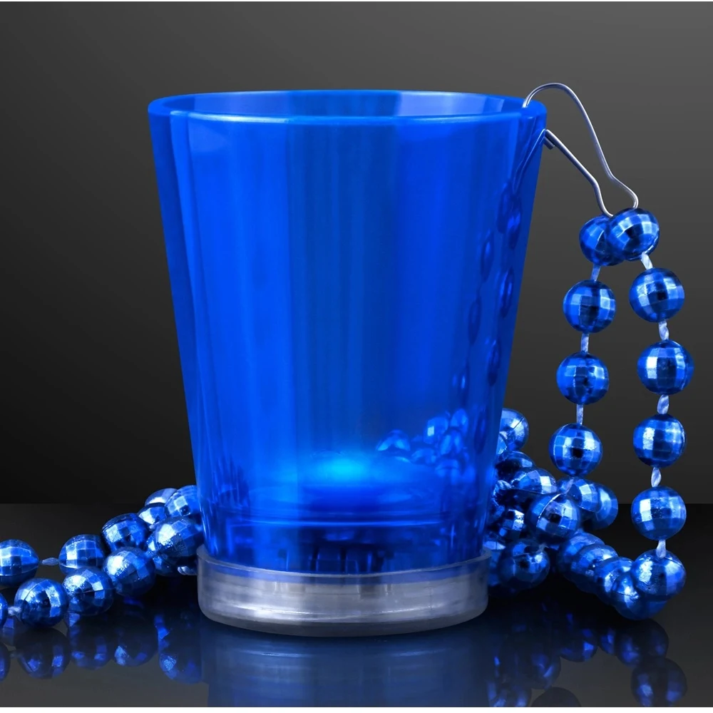 2 Oz. Light Up Green Shot Glass w/ Bead Necklace 1