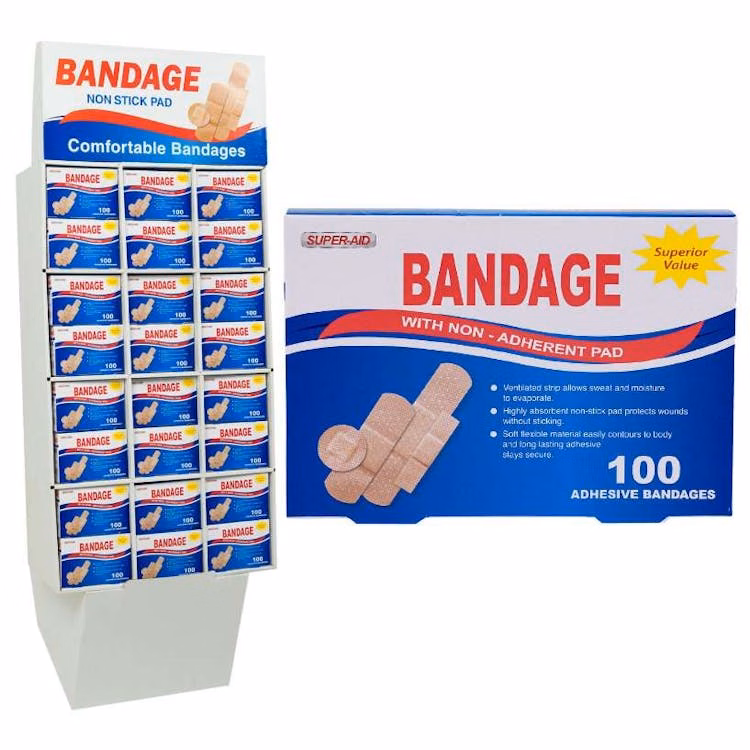 Non-Stick Pad Bandage 100-Piece with Display