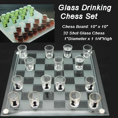 10" Glass Drink Chess Set 1