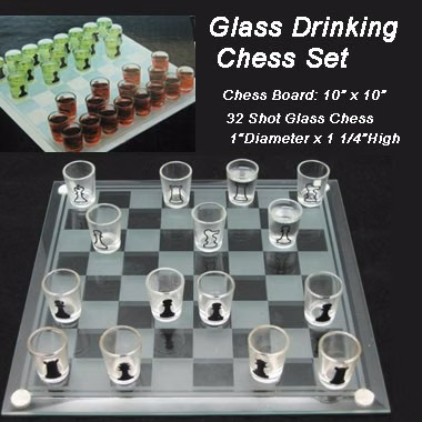 10" Glass Drink Chess Set