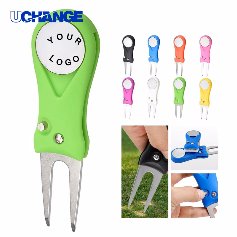 Folding Golf Divot Repair Tool with Marker Holder