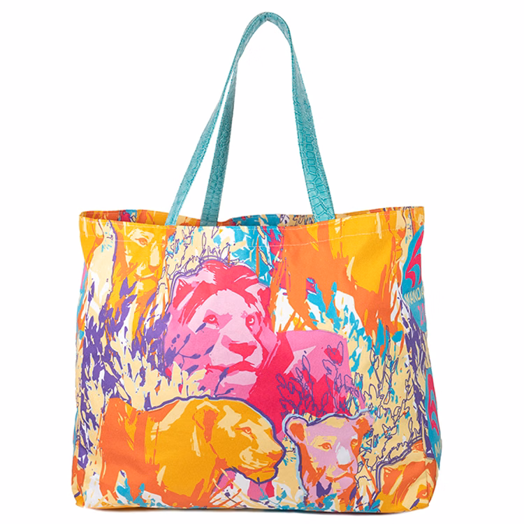 Large Full Side Gusset Creative Handle Tote (16"H x 18"W x 7"D)