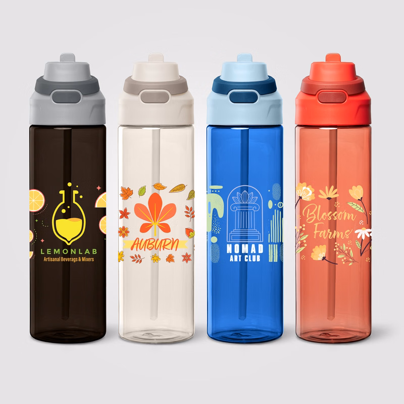 Lynk rPET Flip-Straw Single Wall Bottle - 28 oz.