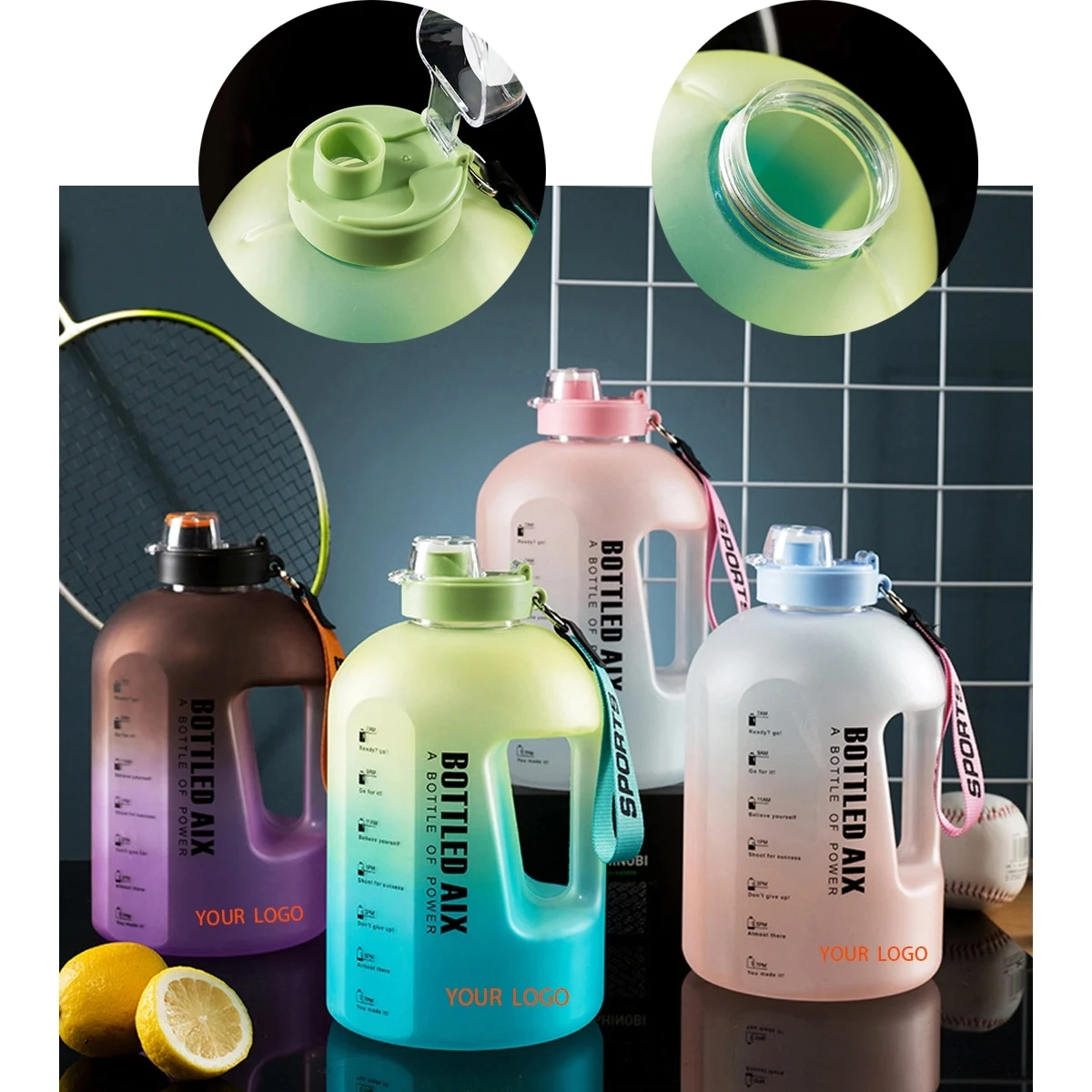 74.4Oz Water Bottle With Time Marker And Straw 1