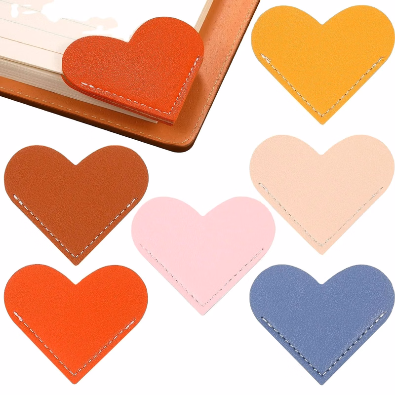 Leather heart-shaped bookmark