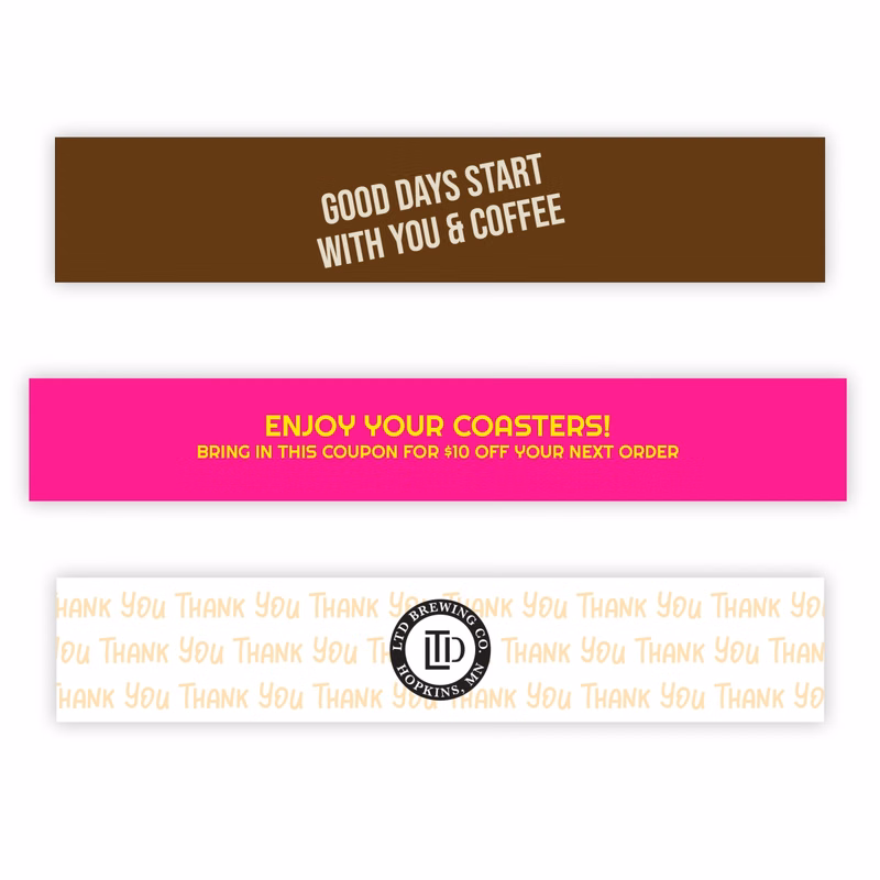 Custom Belly Band  1.5" x 17" Packaging Sleeve with Adhesive Strip
