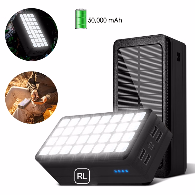 50,000 mAh Solar Wireless Charging Bank With Flashlight
