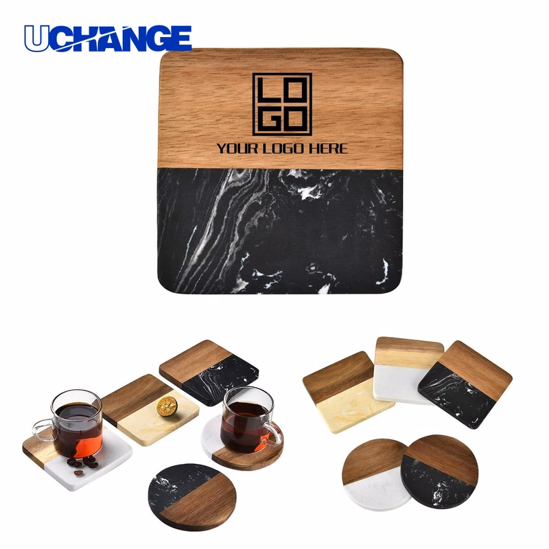 Marble and Wooden Coaster Mat
