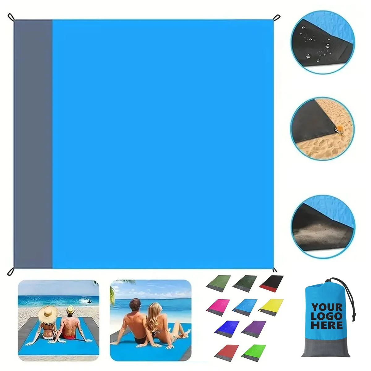 Foldable Waterproof Sandproof Pocket Beach Blanket Mat 1