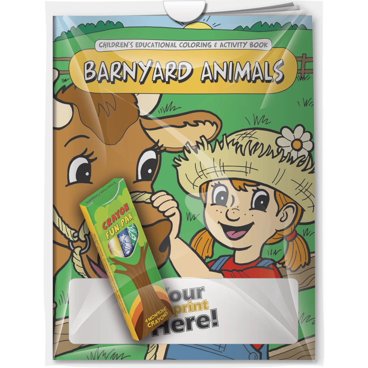 Combo Pack - CB1031 Coloring Book & 4-Pack of Crayons (Imprinted) in a Poly Bag 1