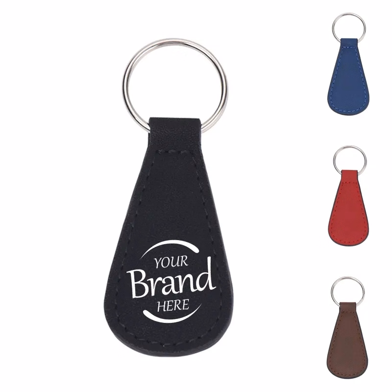 Water Drop Shape Pu Leather Keychain