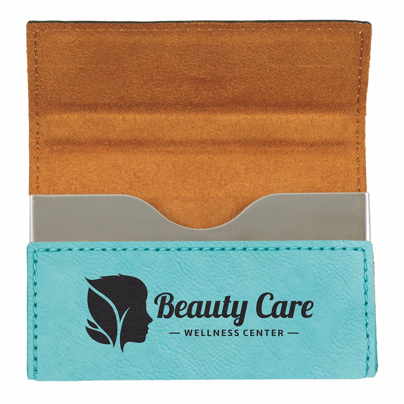 Teal Leatherette Business Card Holder
