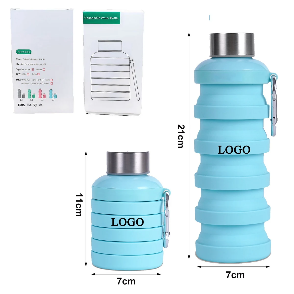 Reusable BPA Free Silicone Collapsible Water Bottle 1