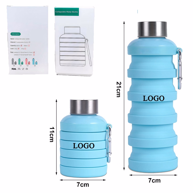 Reusable BPA Free Silicone Collapsible Water Bottle