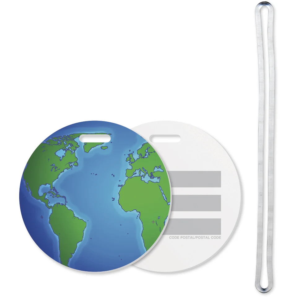 3" Globe Ball Design Luggage Tag Full Colour Imprint with 6" Loop 1