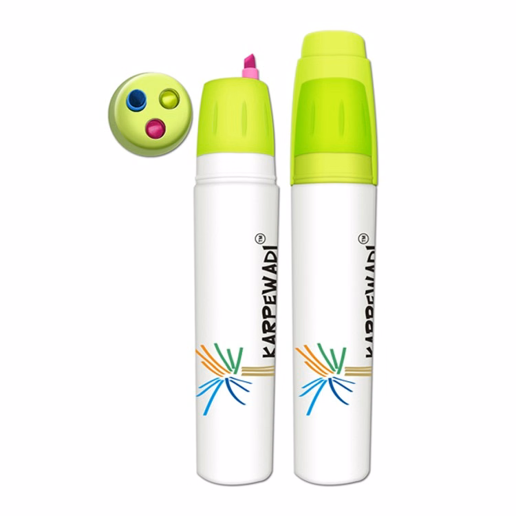 The Bullet Twist Action 3 Color Retractable Fluorescent Highlighter with Full Color Decal