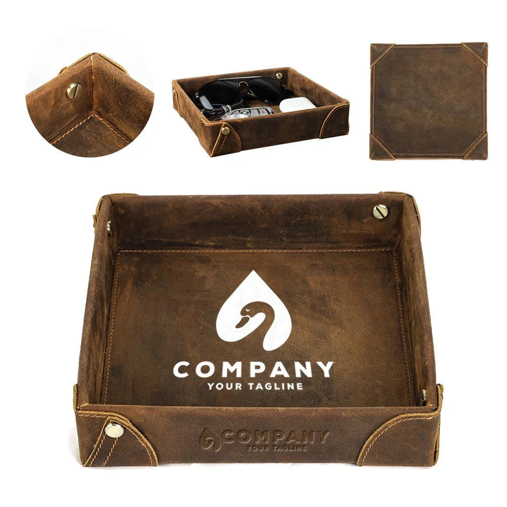 Genuine Leather Storage Tray Desktop Organizer for Sundry 1