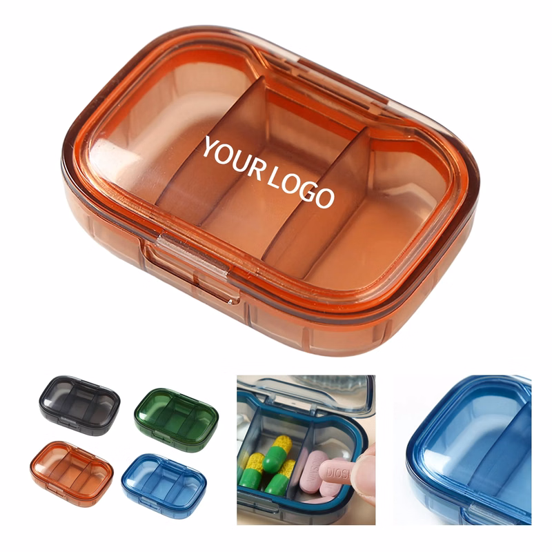 Travel Pill Storage Box with 3 Sections Moisture Safe