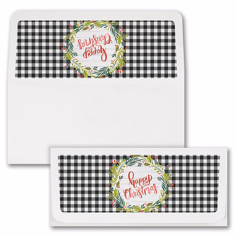 Happy Christmas Plaid Currency Envelope