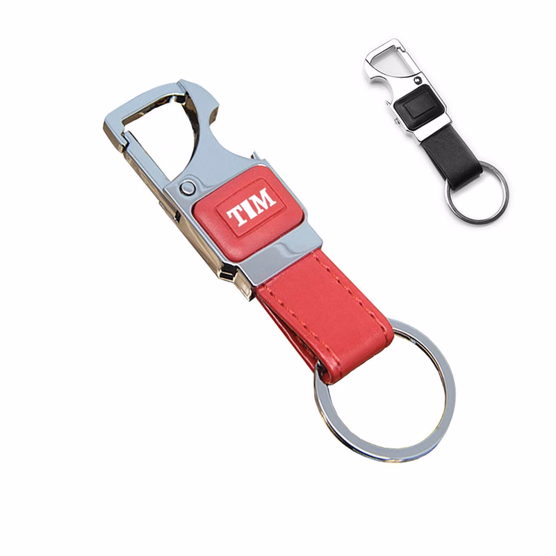 LED PU Leather Keychain Bottle Opener