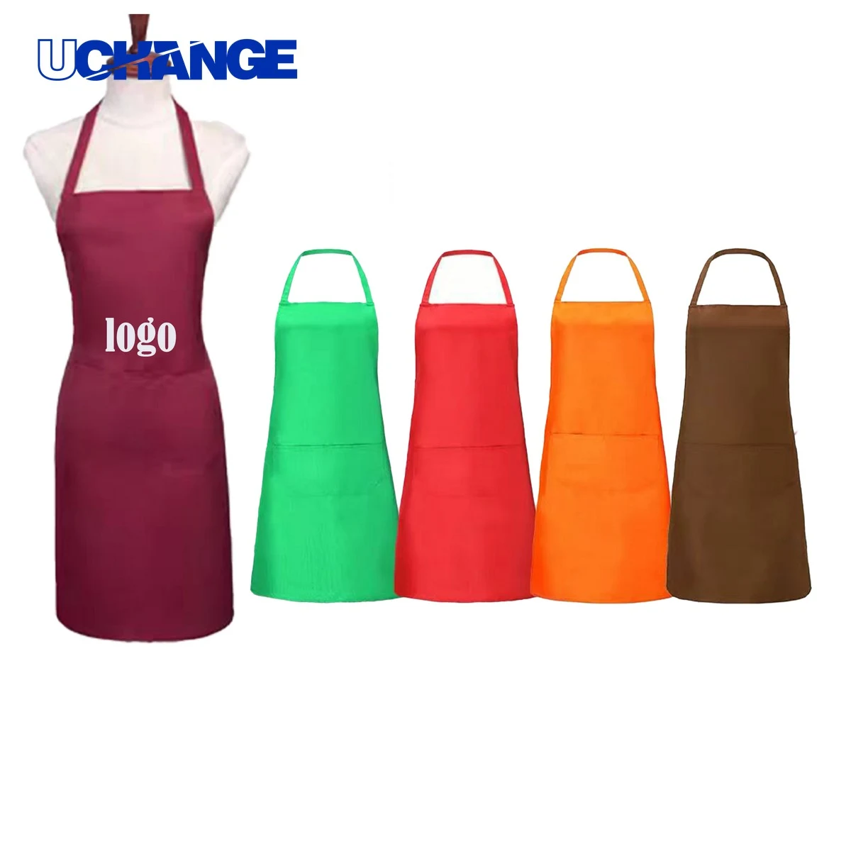 Adjustable Bib Apron with Pockets Protective Wear 1