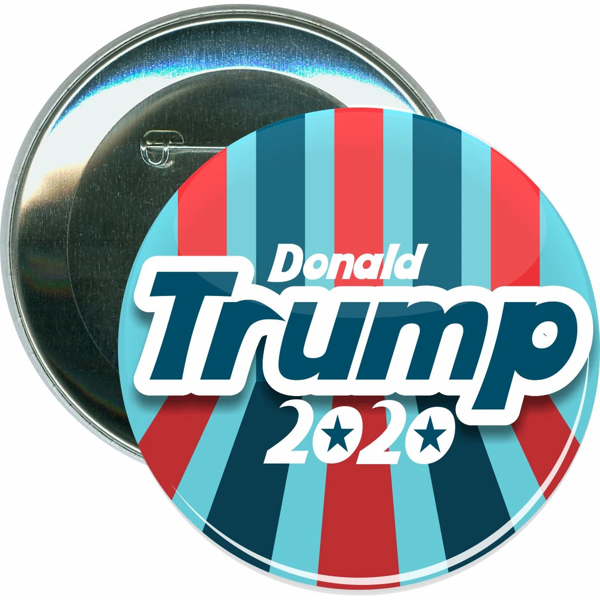 Trump 2020, Striped Background, Political Button 1