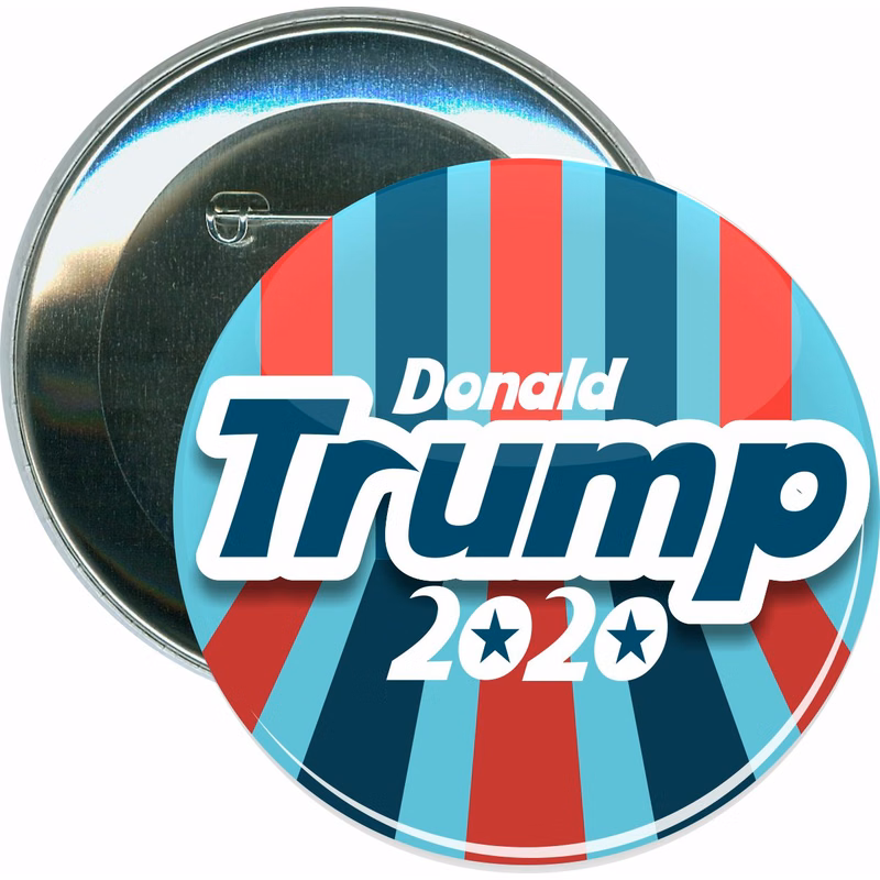 Trump 2020, Striped Background, Political Button