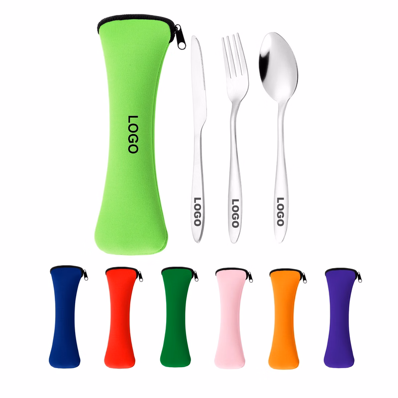 3 Pieces Stainless Steel Camping Cutlery Set