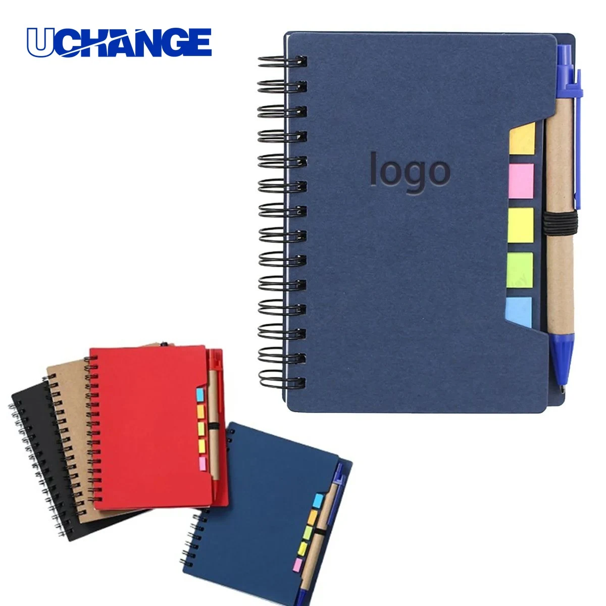 Brown Paper Notebook with Pen and Sticky Notes for Office & Event Use 1