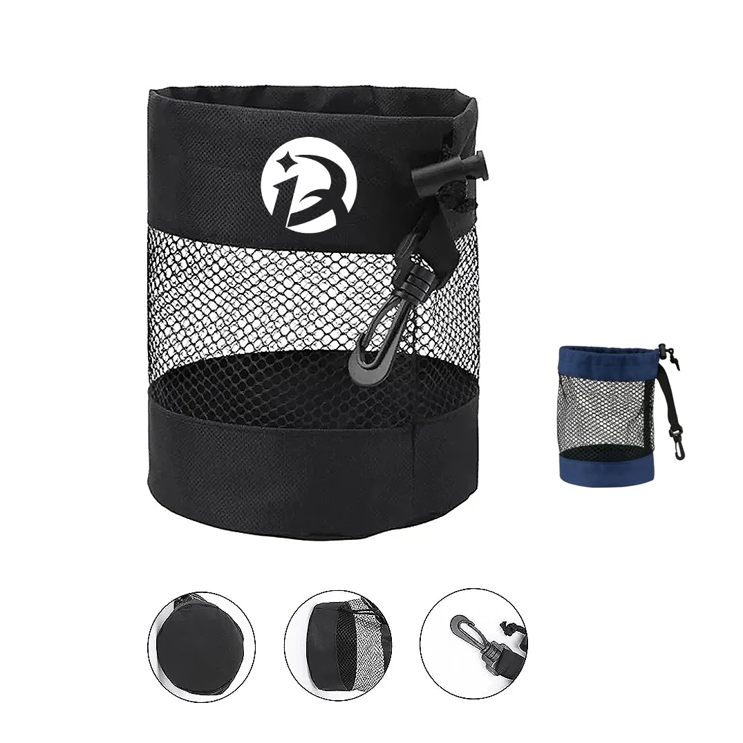 Golf Ball Mesh Carry Bag with Drawstring and Clip 1