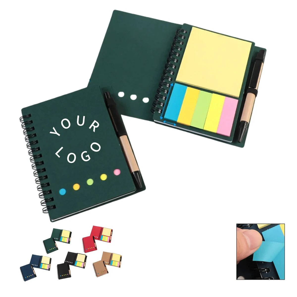 Recycled Cover Notebook with Sticky Notes Set 1